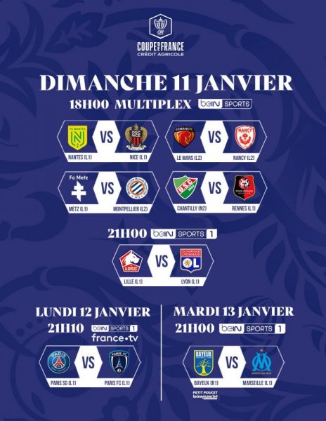 French Cup – Dates and Broadcast, the Round of 32 set! French Cup – Dates and Broadcast, the Round of 32 set!