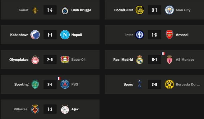 Champions League - Matchday 7 results and standings Champions League - Matchday 7 results and standings