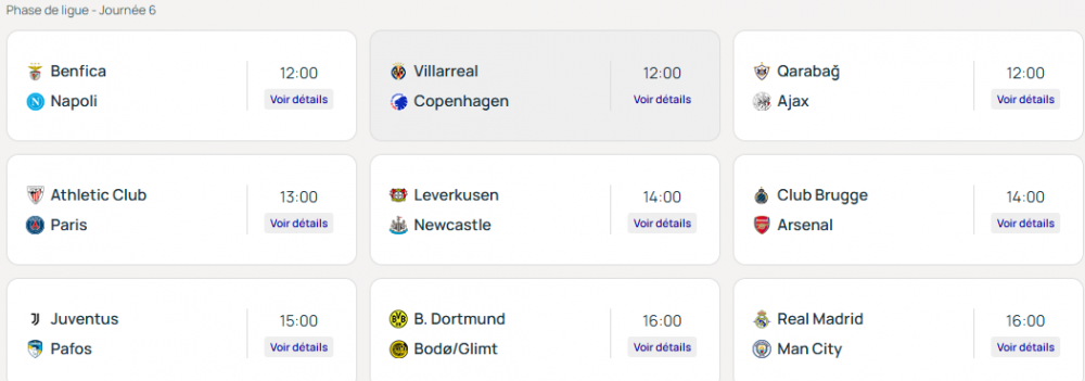 Youth League - Matches for Matchday 6 and standings  