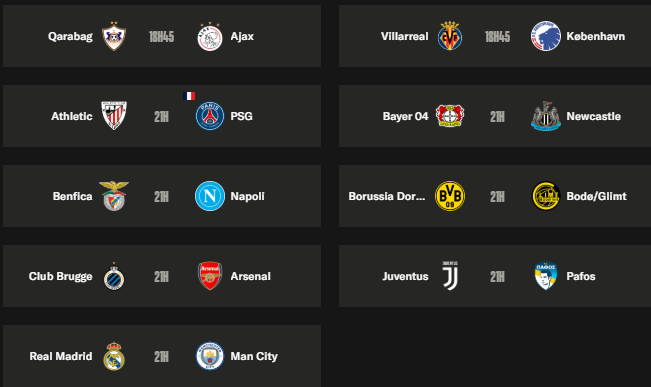 Champions League - Matchday 6 schedule for the group stage  
