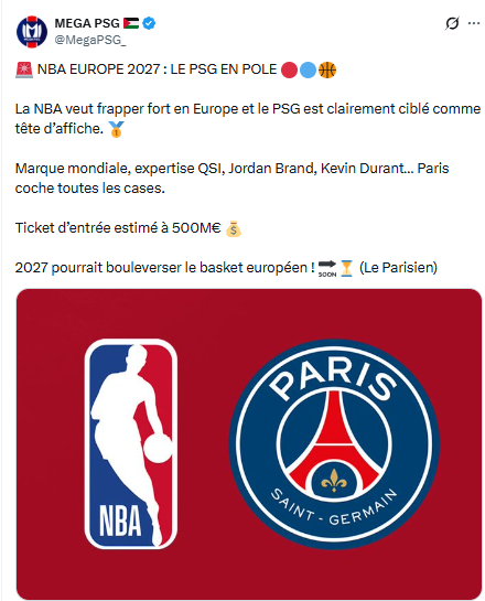 NBA Europe 2027: PSG in the global spotlight NBA Europe 2027: PSG in the global spotlight