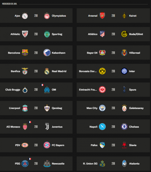 Champions League - Matchday 8 schedule for the league stage Champions League - Matchday 8 schedule for the league stage