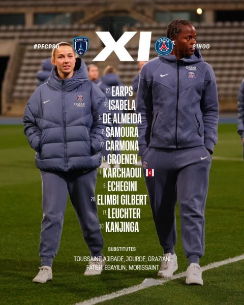 Paris FC vs PSG - Official lineups Paris FC vs PSG - Official lineups