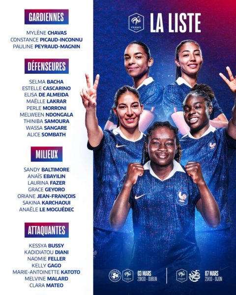 The French Women's National Team squad list for March, PSG included with a first The French Women's National Team squad list for March, PSG included with a first