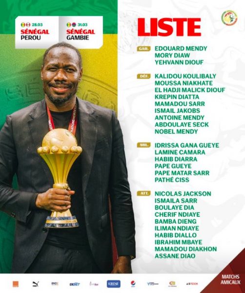Senegal's squad list for the March break includes one PSG player. Senegal's squad list for the March break includes one PSG player.