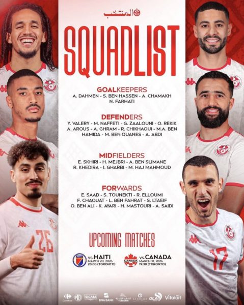 Tunisia's squad list for the March break includes one PSG player. Tunisia's squad list for the March break includes one PSG player.