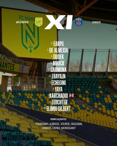 Nantes vs PSG - Official lineups: Nantes vs PSG - Official lineups: