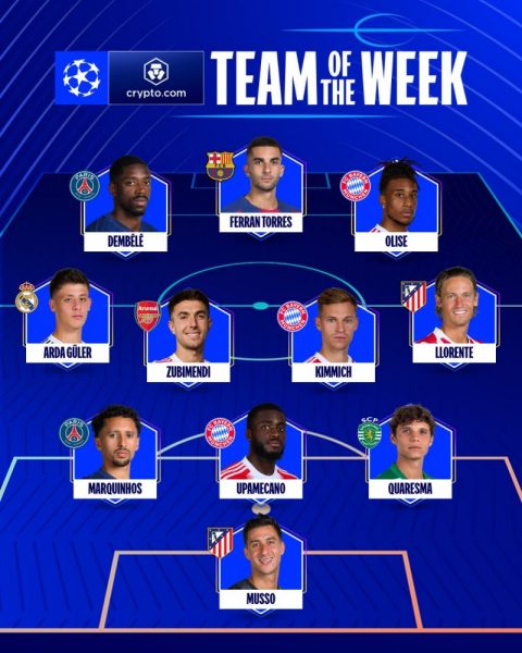 Champions League - Team of the Week, featuring 2 PSG players Champions League - Team of the Week, featuring 2 PSG players