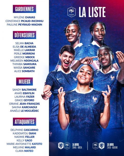 The French Women's National Team squad list for april, with PSG well represented The French Women's National Team squad list for april, with PSG well represented