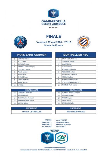PSG vs Montpellier - Official lineups PSG vs Montpellier - Official lineups