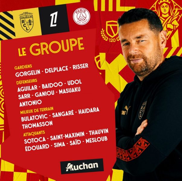 Lens vs PSG - The RCL squad: 3 players out Lens vs PSG - The RCL squad: 3 players out