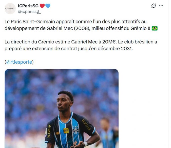 Transfer news - PSG are eyeing a Brazilian talent for 20 million euros Transfer news - PSG are eyeing a Brazilian talent for 20 million euros