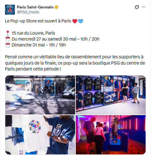 PSG opens a pop-up store in Paris before the final against Arsenal PSG opens a pop-up store in Paris before the final against Arsenal