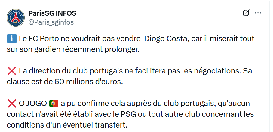 Transfer news - Diogo Costa to PSG? The verdict seems clear Transfer news - Diogo Costa to PSG? The verdict seems clear