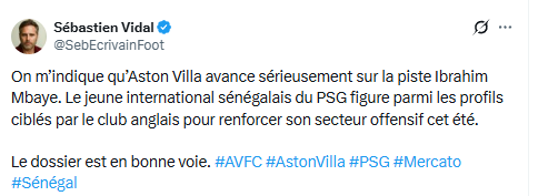PSG transfer news - Mbaye is getting closer to Aston Villa! PSG transfer news - Mbaye is getting closer to Aston Villa!