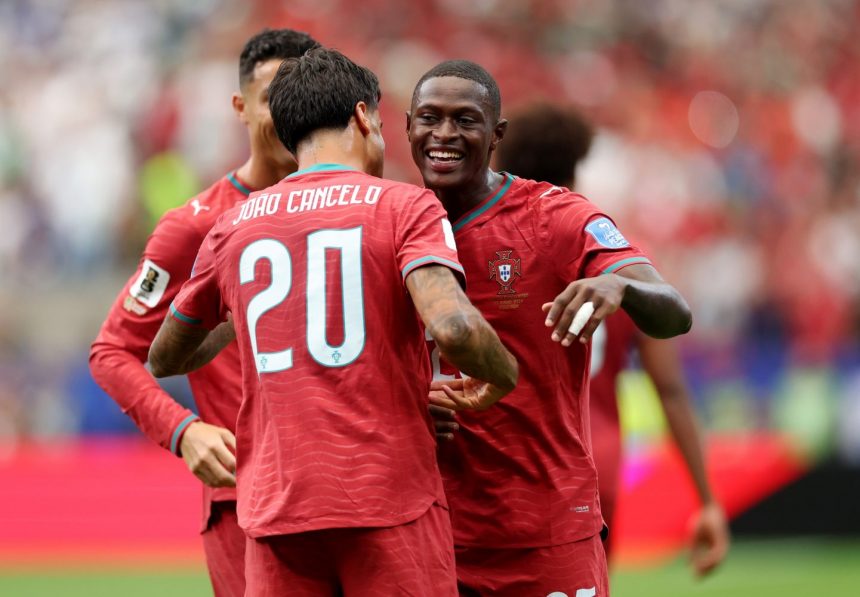 Nuno Mendes is overjoyed after the Portugal vs. Uzbekistan match and his free-kick.  