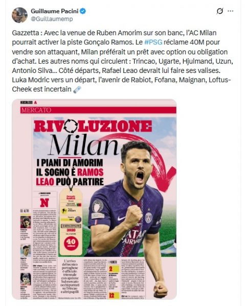 Transfer - AC Milan revives a €40 million case for PSG Transfer - AC Milan revives a €40 million case for PSG