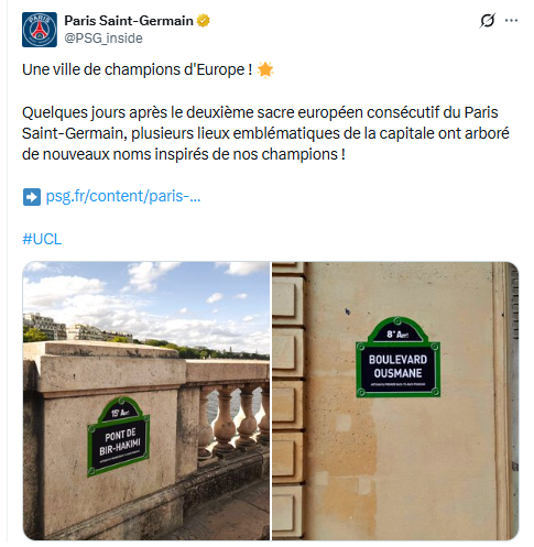 A beautiful tribute in the streets of Paris to PSG, European champions A beautiful tribute in the streets of Paris to PSG, European champions