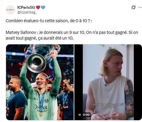 Safonov gives a rating to PSG's season Safonov gives a rating to PSG's season