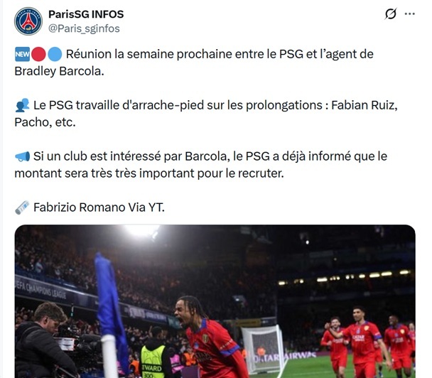 Transfer news – Barcola's agent and PSG to hold talks next week Transfer news – Barcola's agent and PSG to hold talks next week