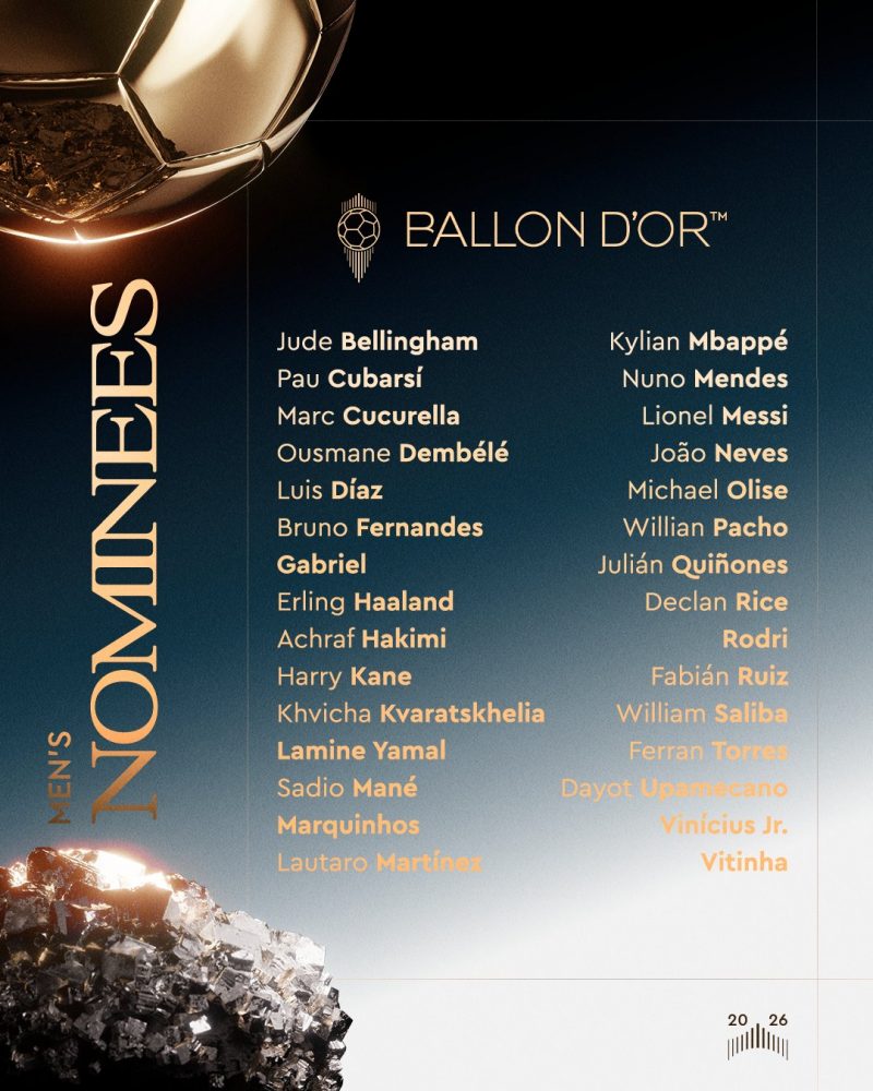 The list of 30 nominees for the 2026 Ballon d'Or: PSG breaks a record! The list of 30 nominees for the 2026 Ballon d'Or: PSG breaks a record!