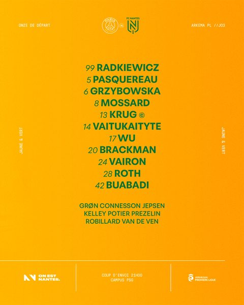 PSG vs. Nantes – Official Lineups PSG vs. Nantes – Official Lineups