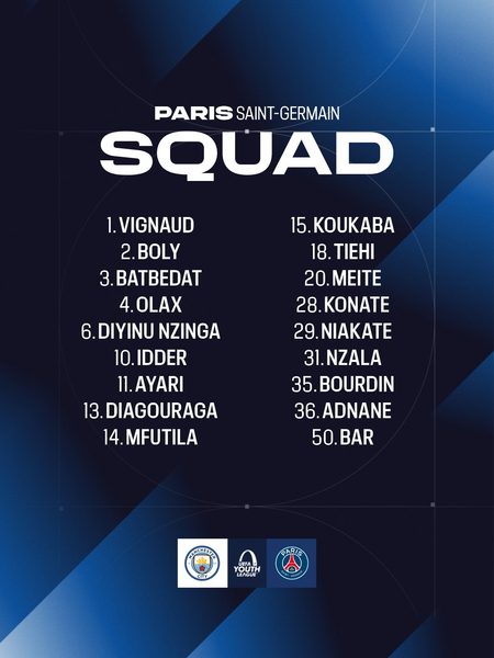 Manchester City vs. PSG – The Paris Youth League squad Manchester City vs. PSG – The Paris Youth League squad