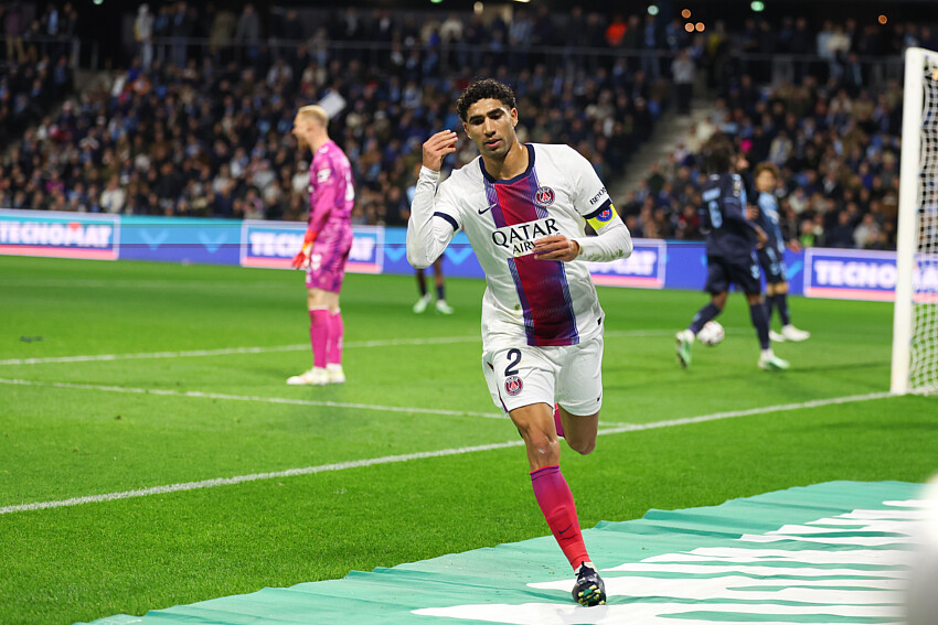 Le Havre vs PSG - Hakimi celebrates after his hat-trick  